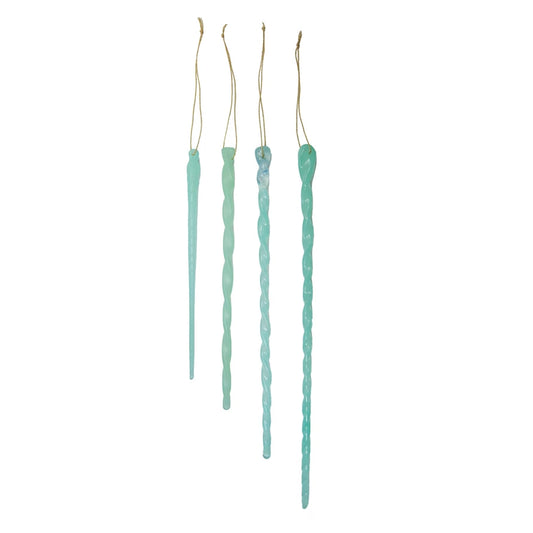 Handmade Blue Glass Icicle Ornaments