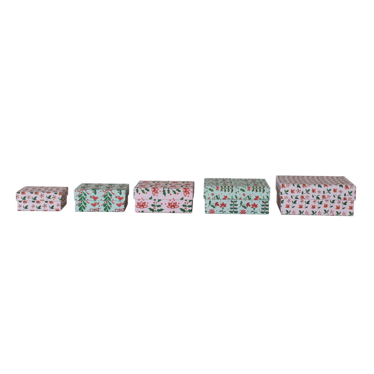 Handmade Printed Recycled Paper Gift Boxes with Botanical Patterns