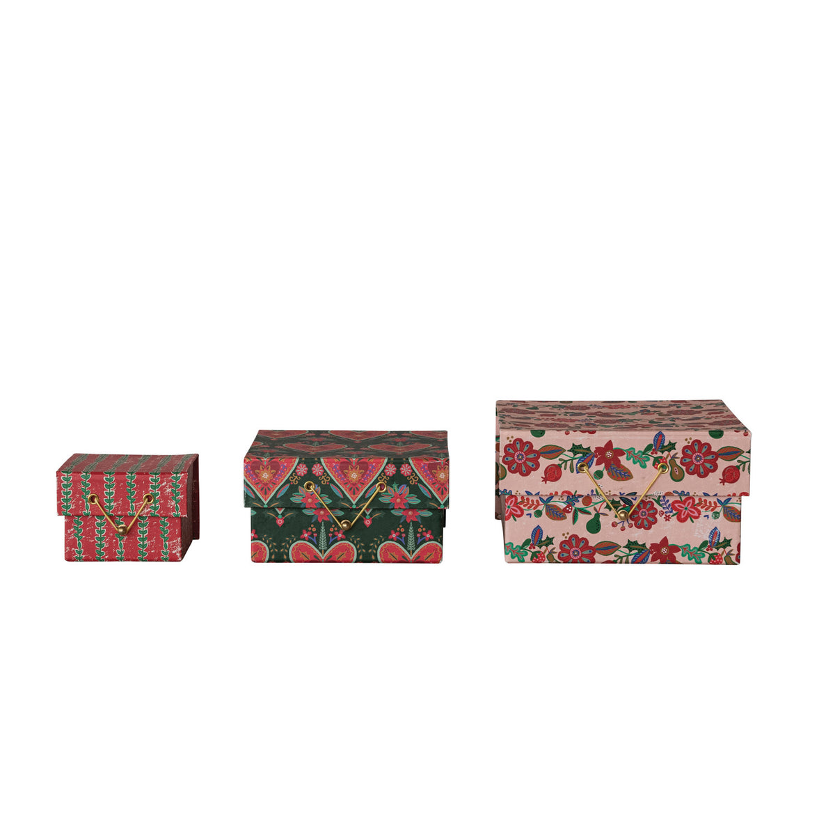 Handmade Printed Recycled Paper Gift Boxes with Seasonal Patterns & Closures