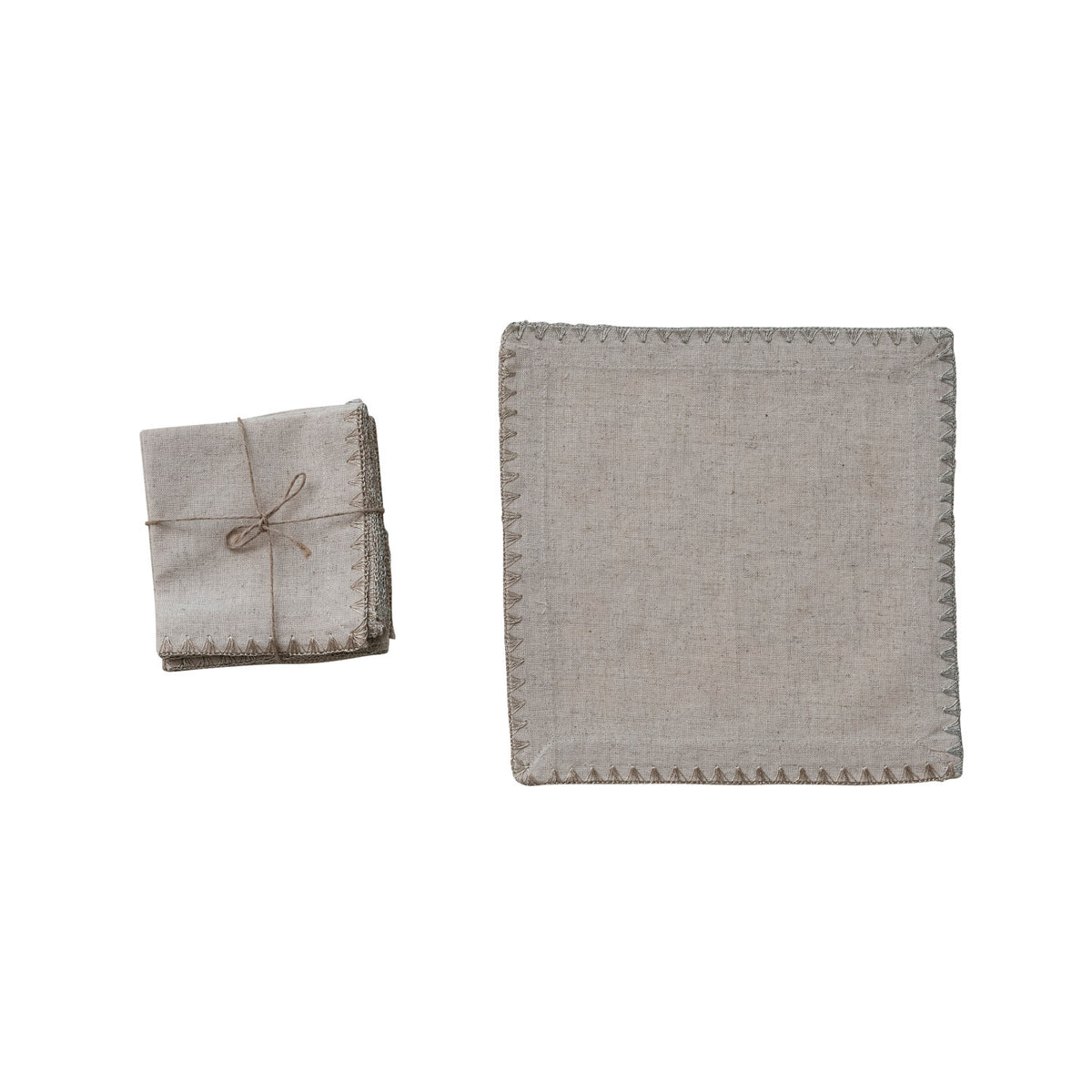 Cotton & Linen Cocktail Napkins with Metallic Silver & Gold Thread