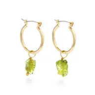 Raw Rough Cut Gemstone Hoops