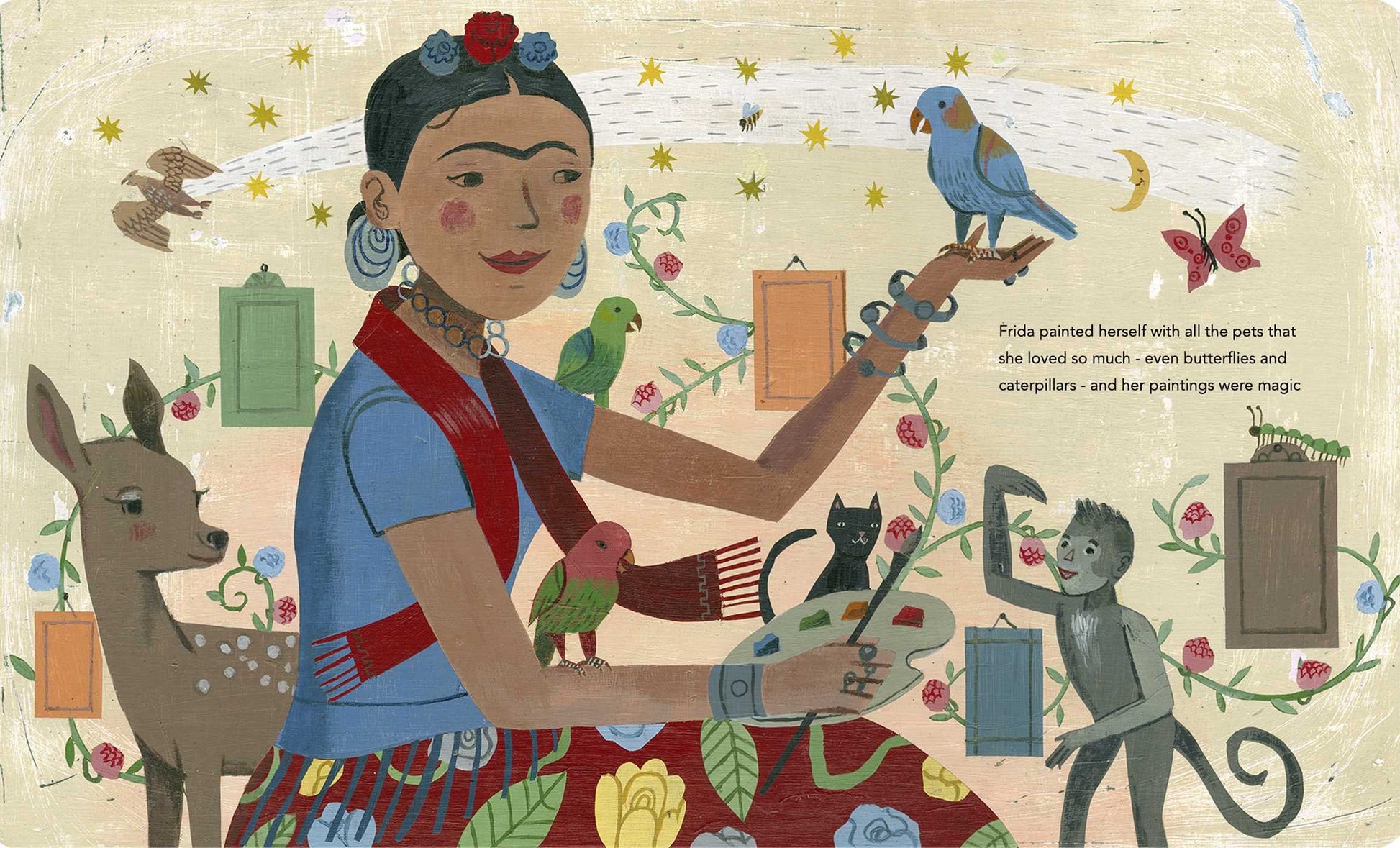 Frida Kahlo and Her Animalitos - Gold Leaf
