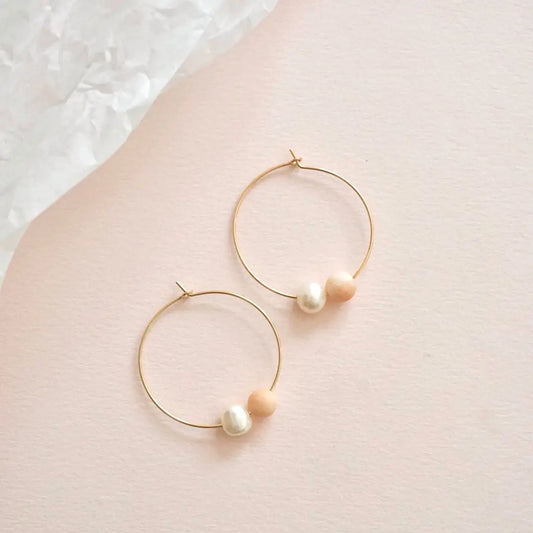 Creole Earrings with Freshwater Pearls
