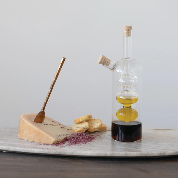 Glass Oil and Vinegar Cruet with Cork Stoppers