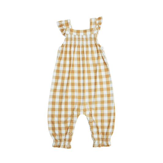 Gingham Honey Smocked Coverall