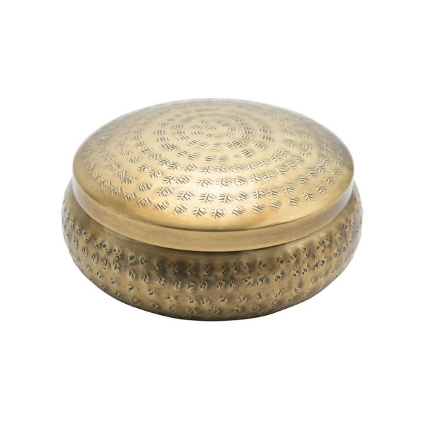 Metal Trinket Bowl with Antique Gold Finish