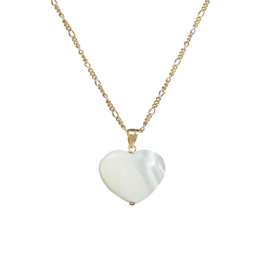 Hand Carved Mother of Pearl Heart Necklace