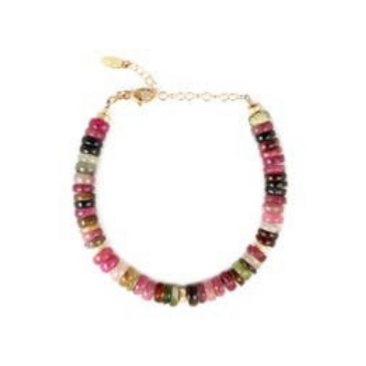 Watermelon Tourmaline Gemstone with Stardust Bracelet
