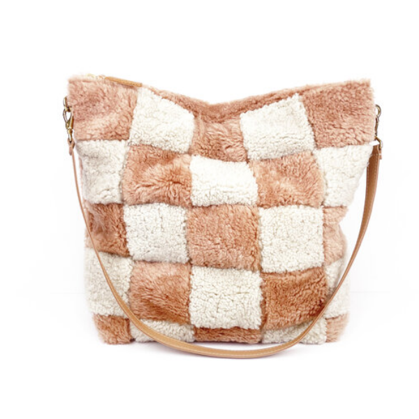 Patchwork Shearling Hobo