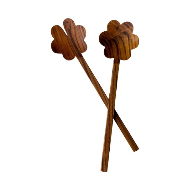 Teak Flower Server Set
