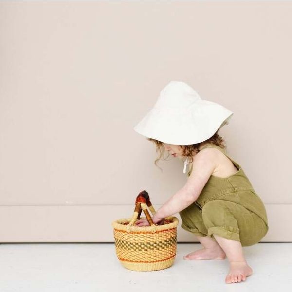 Wide-Brim Baby Sun Hat- Sand