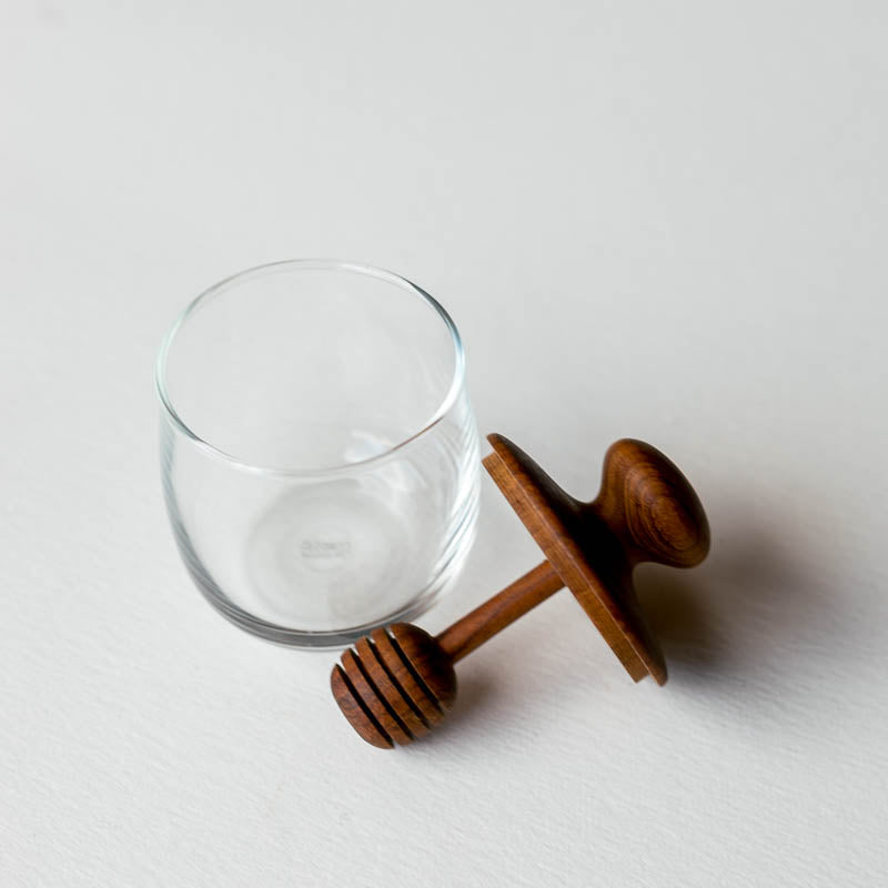 Teak & Glass Mini Honey Jar