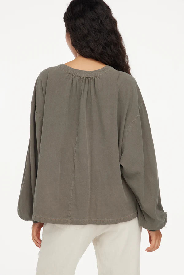 Sage Raw Silk Henley