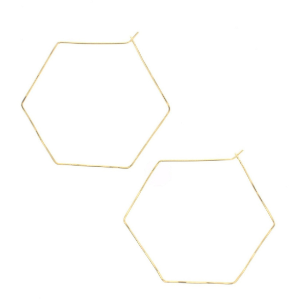 Gold Hexagon Hoops