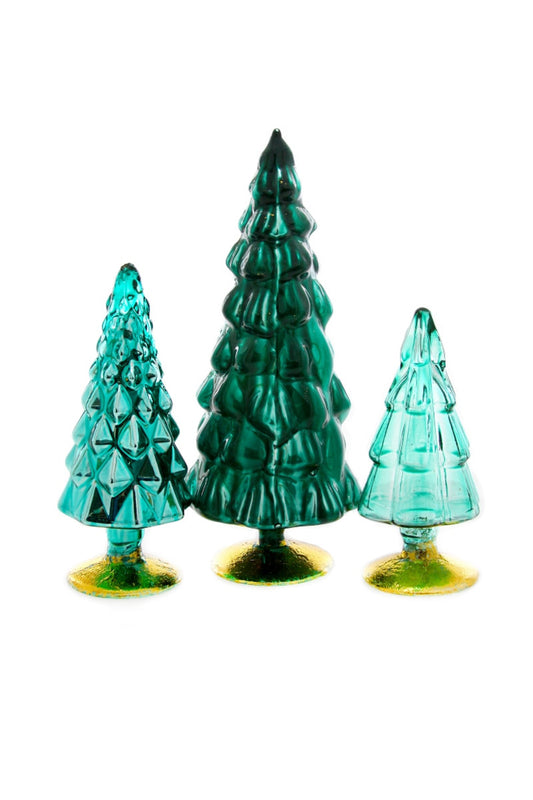 Small Glass Teal Trees