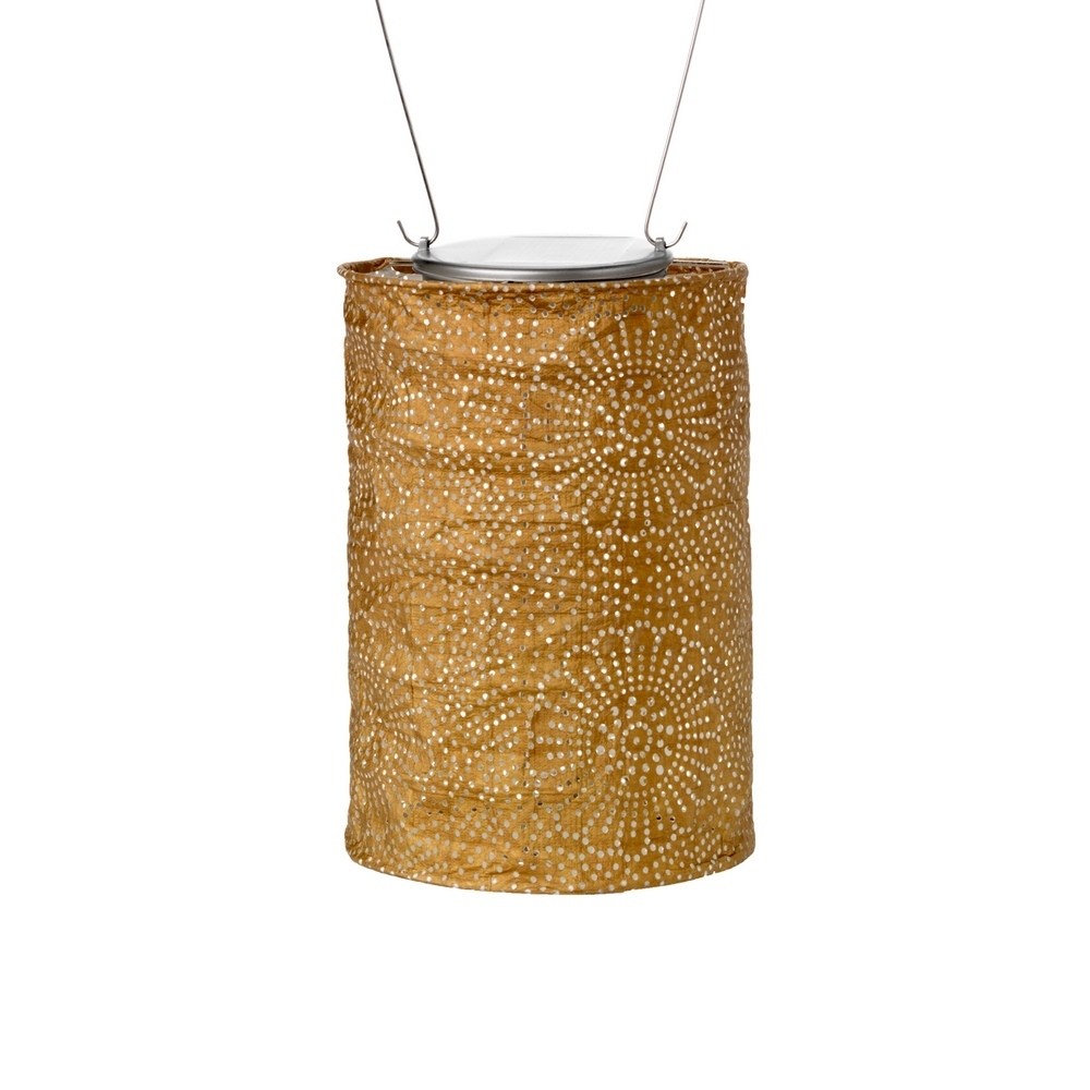 Soji Stella Bronze Cylinder Tyvek Solar Lantern - Gold Leaf