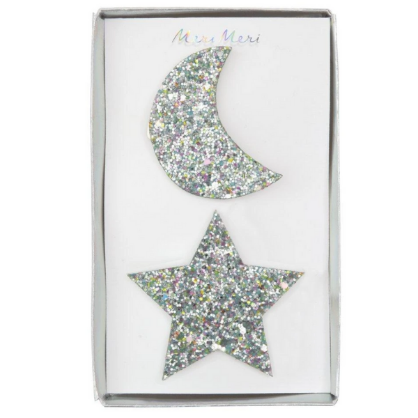 Large Star and Moon Hair Clips