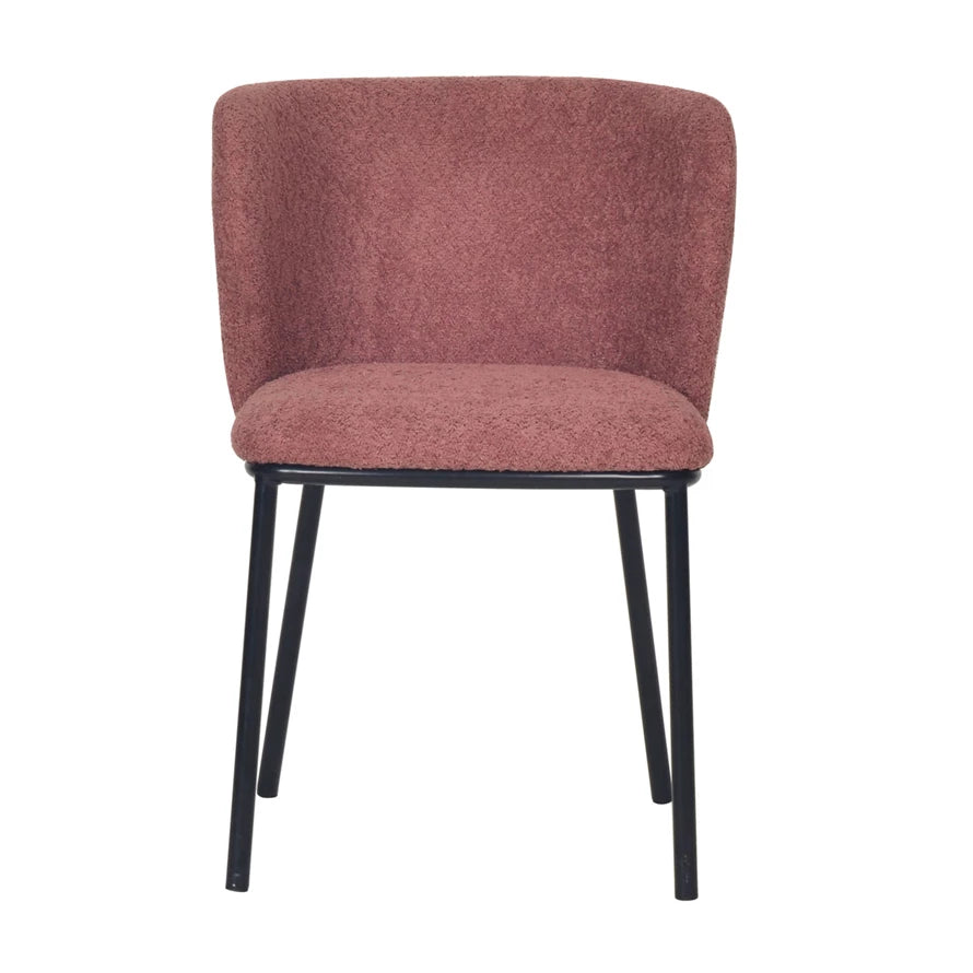 Fabric Upholstered Chair w/ Black Metal Legs in Mulberry