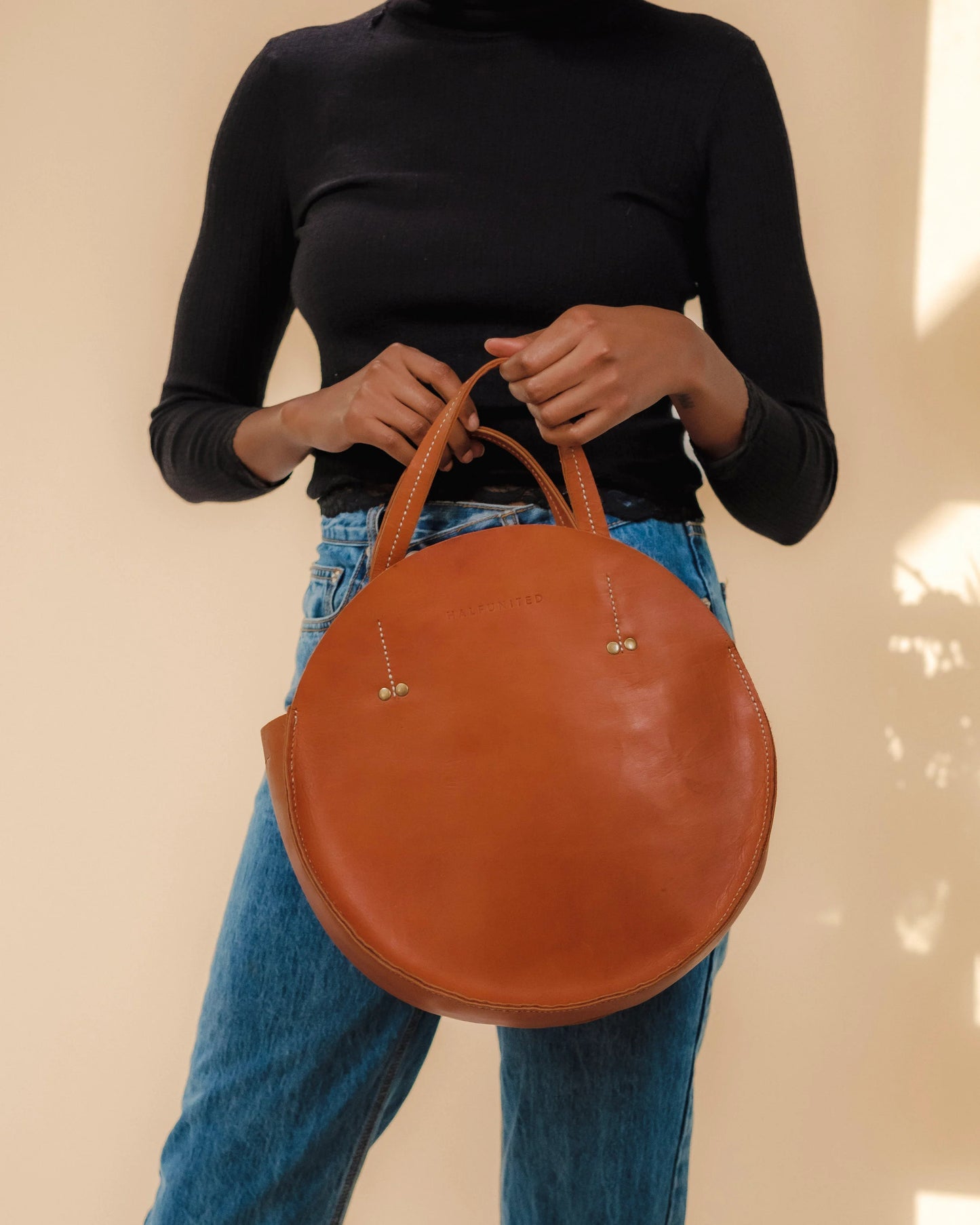 Handmade Leather Circle Bag