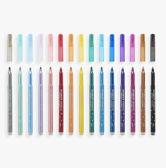 Rainbow Sparkle Glitter Markers - Gold Leaf